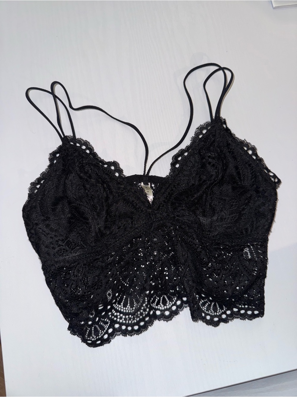 3/$20🛒 Aeropostale Delicate Black Lace Bralette Crop Top with Scalloped Trim